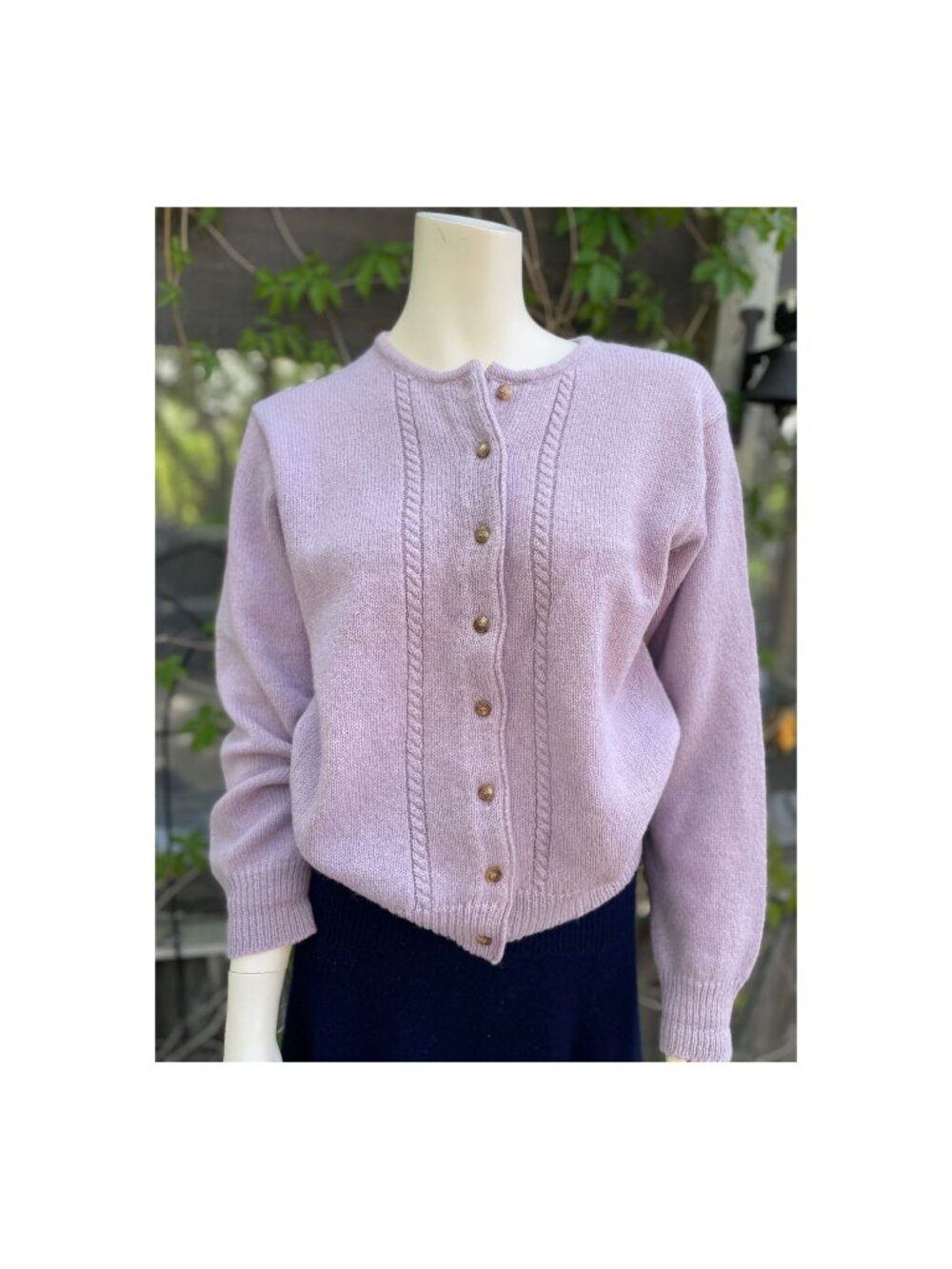 Vintage 90s Gallagher Lilac Cardigan Sweater 100% Shetland Wool Sz L